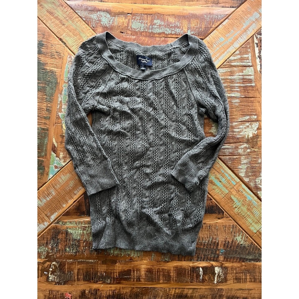 Women's American Eagle Grey Knit Sweater Size Small